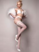 Чулки белые Ballerina's Secret 20 den с кружевным верхом на силиконовой ленте, S/M