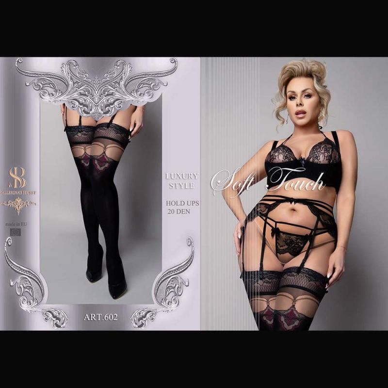 Панчохи Ballerina's Secret з широкими мереживними манжетами, чорні, XL вид 3