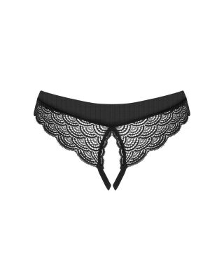 Трусики з відкритим доступом Obsessive Chemeris мереживні, чорні, XS/S