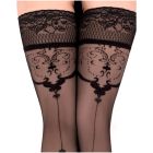 Чулки Ballerina's Secret с фантазийными узорами и кружевом на силиконовой основе, черные, L/XL вид 4