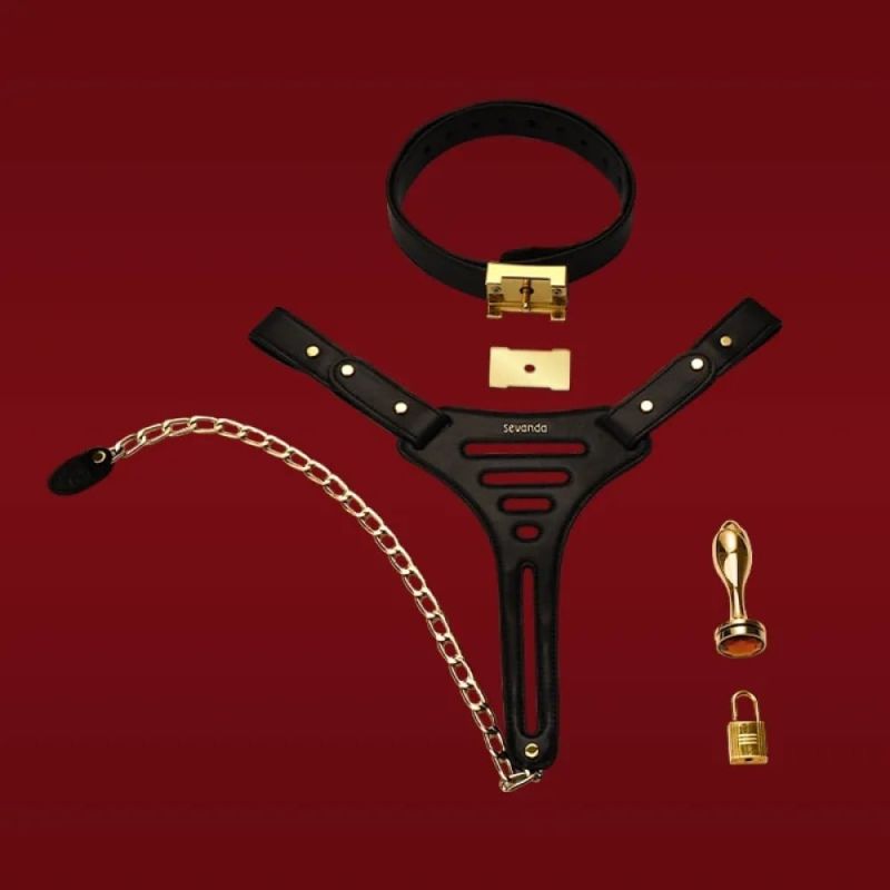 Пояс вірності Lockink Sevanda Beg & Ask Chastity Pants з повідцем та анальною пробкою, L вид 15