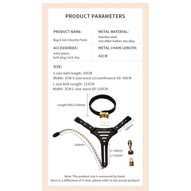 Пояс вірності Lockink Sevanda Beg & Ask Chastity Pants з повідцем та анальною пробкою, L вид 18