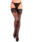 Панчохи на силіконовій стрічці чорні Ballerina's Secret BS113 з візерунком бароко, по всій довжині, S/M вид 3