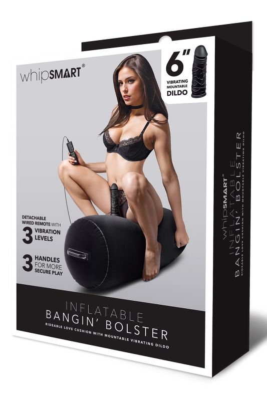 Надувной валик Whipsmart Inflatable с фаллоимитатором на управлении, черный вид 6