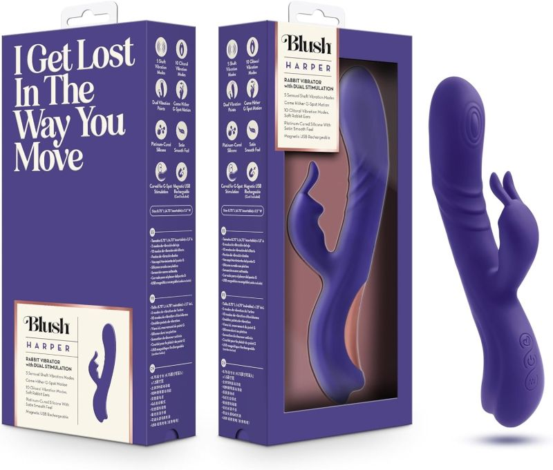 Вибратор кролик Blush Harper с G-точечной стимуляцией, синий вид 2