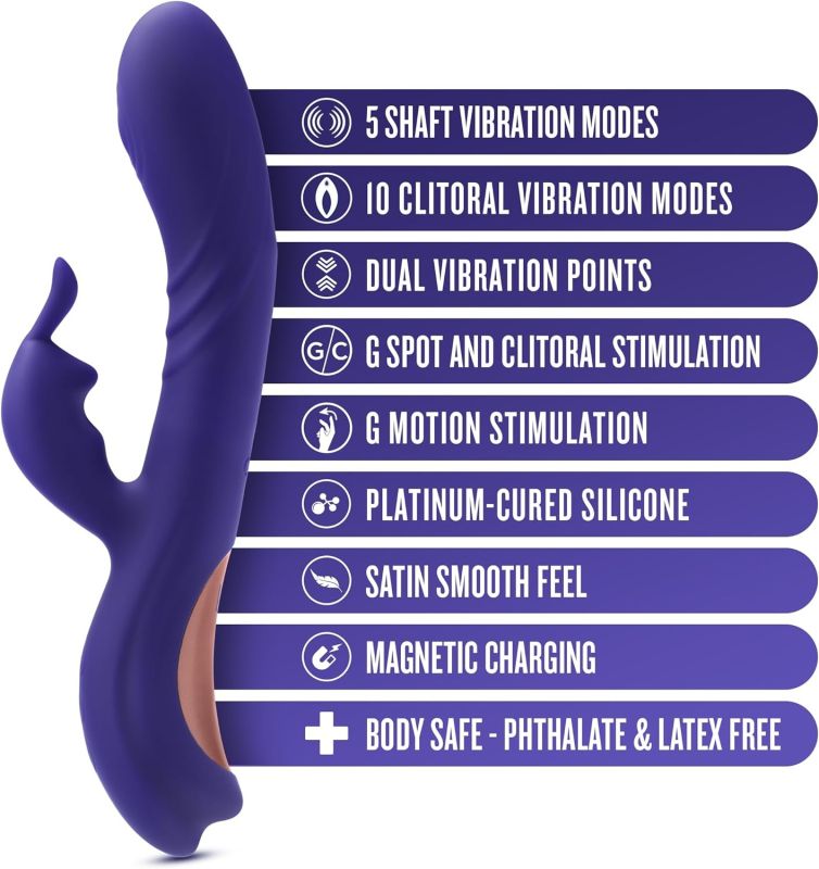 Вібратор кролик Blush Harper з G-точковою стимуляцією, синій вид 8