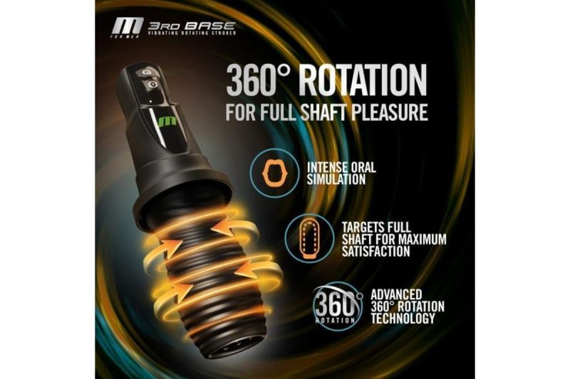 Перезаряджаємий вібруючий автоматичний Blush 3Rd Base чоловічий мастурбатор, чорний вид 5