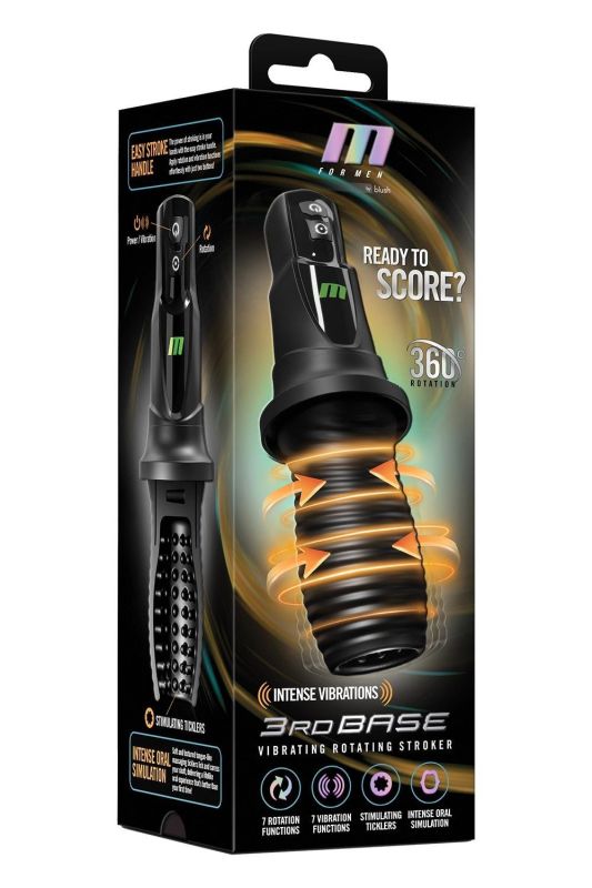 Перезаряжаемый вибрирующий вращающийся автоматический Blush 3Rd Base мужской мастурбатор, черный вид 6