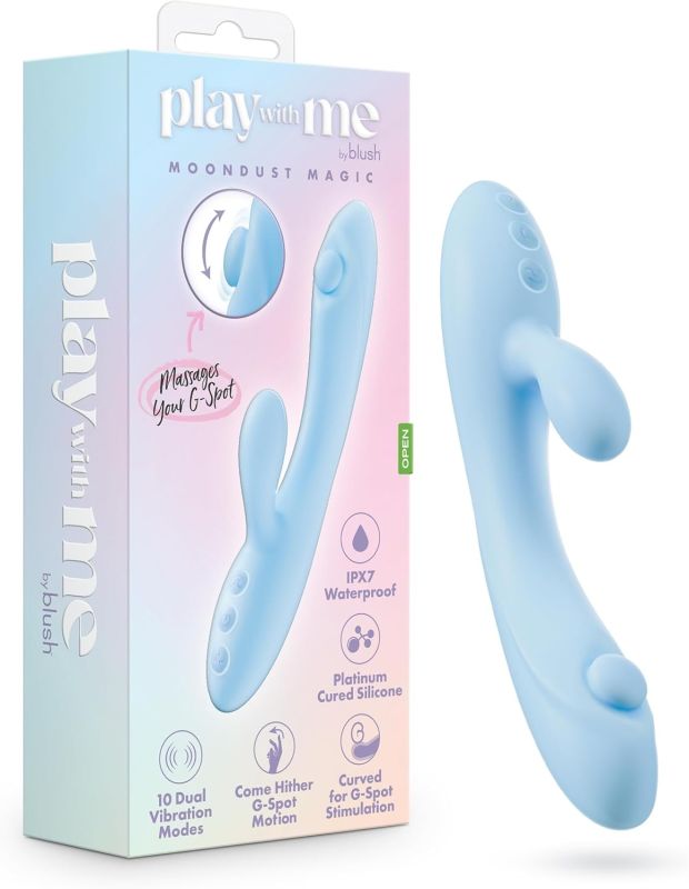 Вибратор-кролик Blush Play with Me для точки G и клитора, голубой вид 2