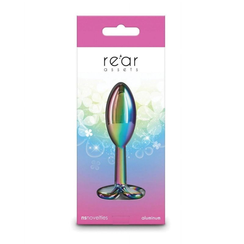 Анальная пробка металлическая NS Novelties Rear Assets Clover радужная вид 2
