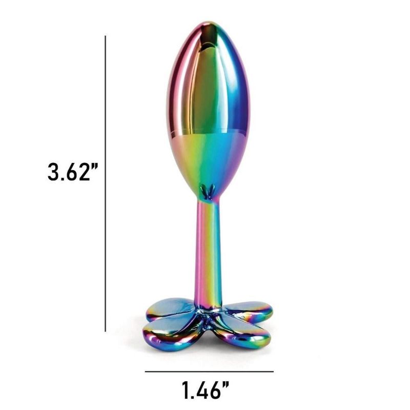 Анальная пробка металлическая NS Novelties Rear Assets Clover радужная вид 6