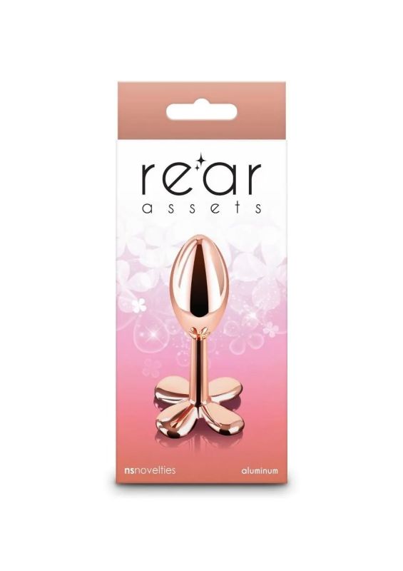Анальная пробка металлическая NS Novelties Rear Assets Clover, золотая вид 2