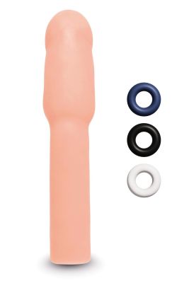 Насадка на пенис Size-Up Penis Extender с 3 эрекционными кольцами в наборе, бежевая
