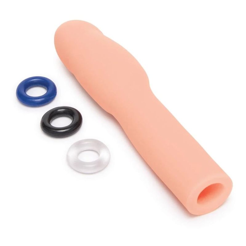 Насадка на пенис Size-Up Penis Extender с 3 эрекционными кольцами в наборе, бежевая вид 3