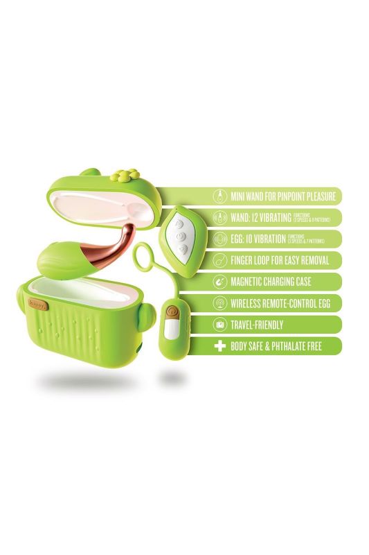 Мини-вибраторы в зарядном кейсе Blush Play with Me с пультом, зеленые вид 5