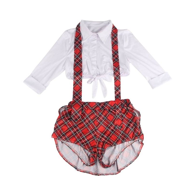 Рольовий костюм Школярки Star Night шорти з сорочкою та краватка, білий/червоний, XS/S вид 6