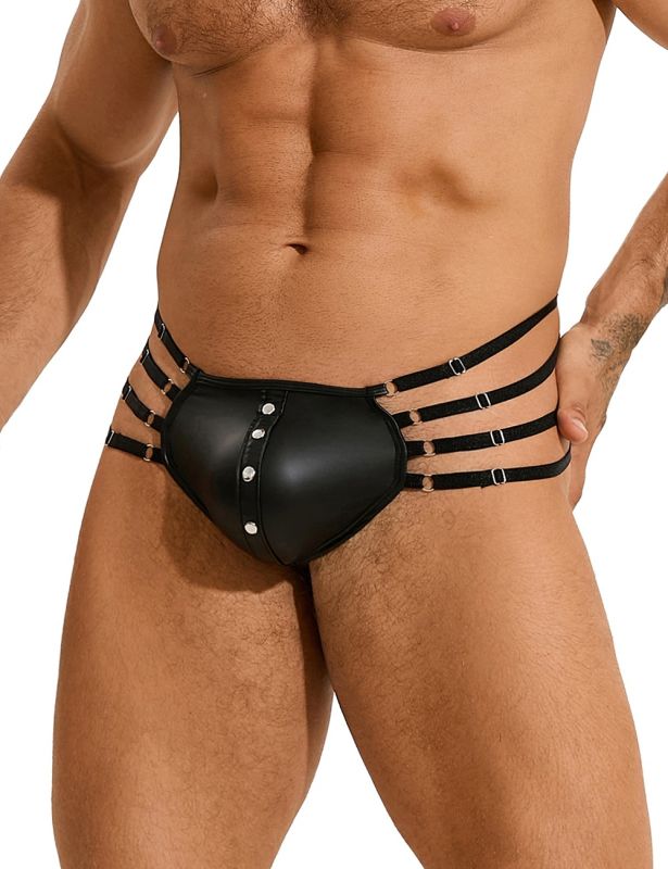 Стрінги чоловічі чорні STAR Night з регулюючими гумками з боків, L вид 4