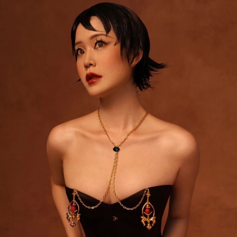 Затискачі для сосків UPKO Pulling Chain Nipple Clamps з ланцюжком-намиста, золотисті вид 5