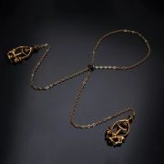 Затискачі для сосків UPKO Pulling Chain Nipple Clamps з ланцюжком-намиста, золотисті