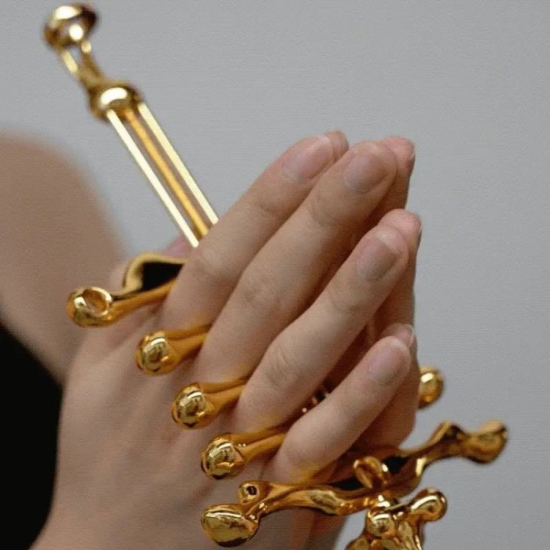 Металевий нашийник UPKO Migratory Bird із фіксатором для пальчиків рук, золотистий вид 7