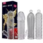 Насадка на член рельєфна OLO з відростком та мастилом, прозора вид 4