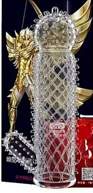 Насадка на член точкова з мастилом OLO із кристалічного силікону, прозора вид 3