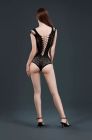 Боді чорний з глибоким декольте Moonlight Model 11 та вставками з великої сітки з боків, XS-L вид 3