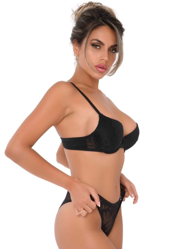 Трусики с цветочной аппликацией и открытым доступом Daring Intimates черный, S/M вид 3