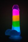 Фалоімітатор, що світиться в темряві Blush Neo Elite реалістичний на присосці, райдужний вид 3