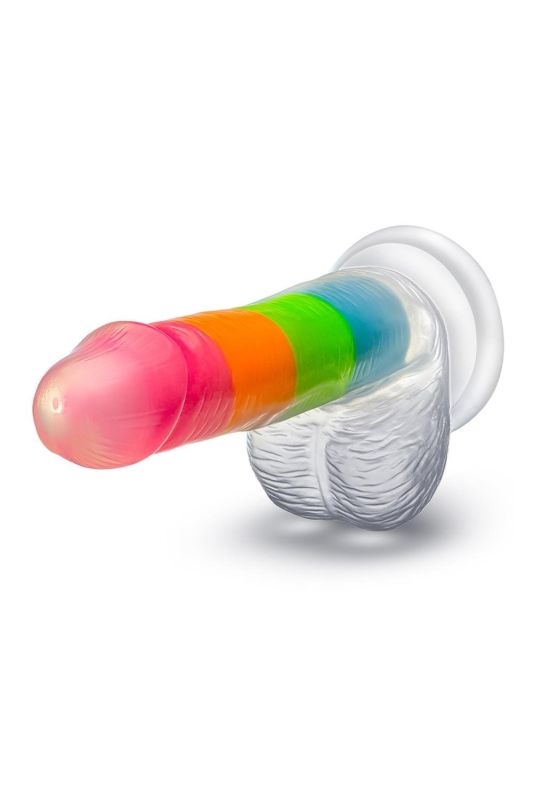 Фаллоимитатор светящийся в темноте Blush Neo Elite реалистичный на присоске, радужный вид 5