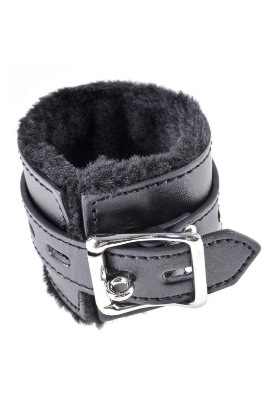 Наручники широкие с меховой отделкой Pipedream Fetish Fantasy Series черного цвета вид 7