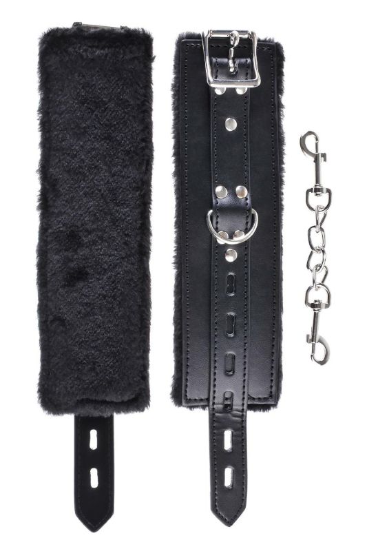 Наручники широкі з хутряною обробкою Pipedream Fetish Fantasy Series чорного кольору вид 8