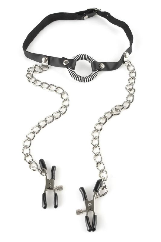 Кляп із затискачами для сосків Pipedream Fetish Fantasy Series чорний вид 5