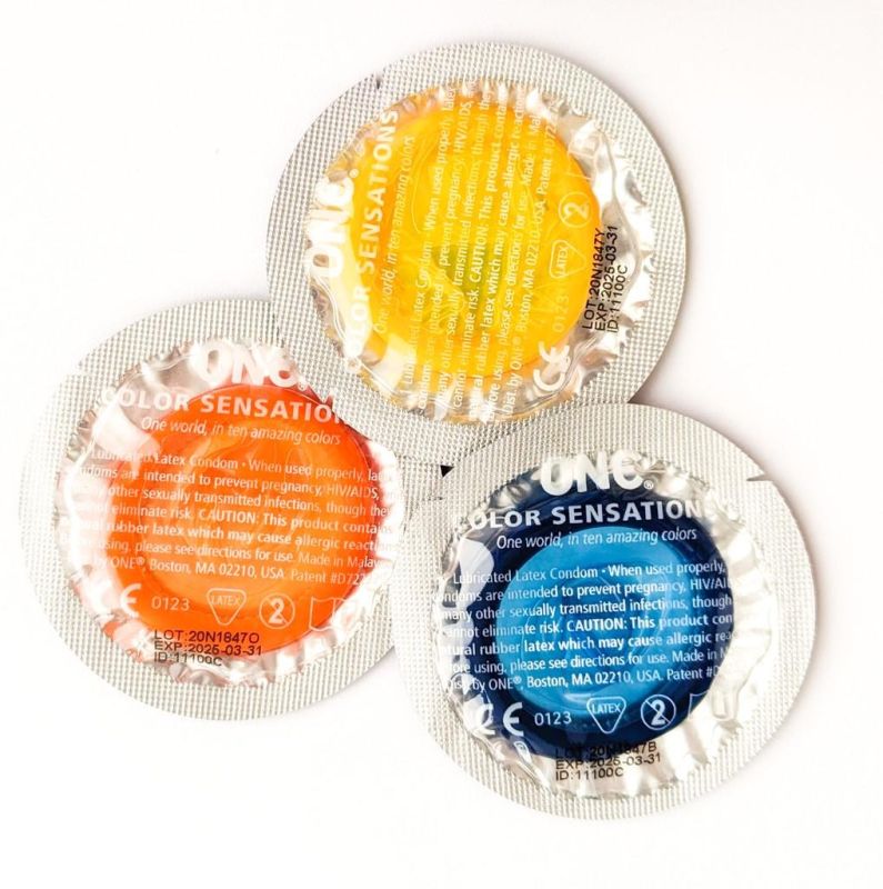 Набор латексных презервативов One Color Sensation силиконовой смазкой оранжевого цвета(цена за 5 шт) вид 3