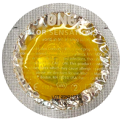 Набор латексных презервативов One Color Sensation с силиконовой смазкой жёлтого цвета (цена за 5 шт)