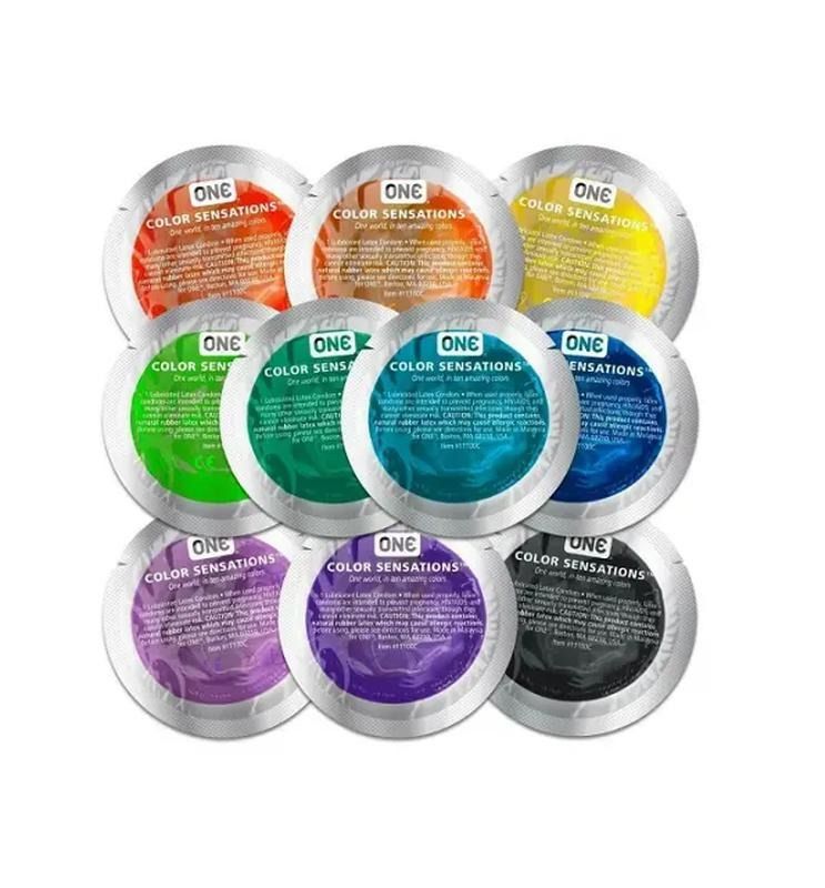 Набор латексных презервативов One Color Sensation с силиконовой смазкой жёлтого цвета (цена за 5 шт) вид 4