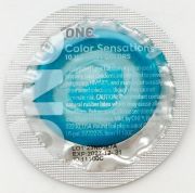 Набір презервативів латексних One Color Sensation силіконовим мастилом бірюзового кольору (ціна за 5 шт)