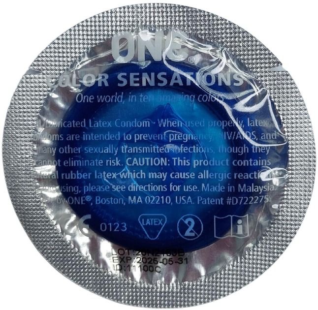 Набор латексных презервативов One Color Sensation силиконовой смазкой синего цвета(цена за 5 шт) вид 2