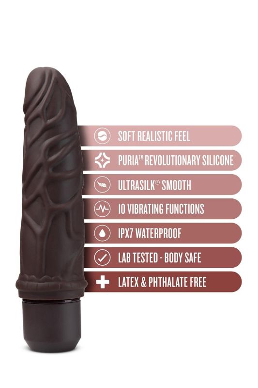 Вібратор реалістичний Blush Dr. Skin Dr. Robert на батарейках, коричневий вид 7