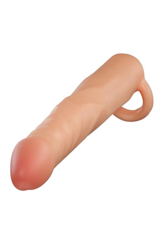 Насадка на пенис реалистичная Blush Performance Plus с кольцом для мошонки, бежевая вид 5