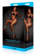 Набір люмінесцентних фіксаторів Whipsmart Bed Restraints With Adjustable Cuff чорний-блакитний