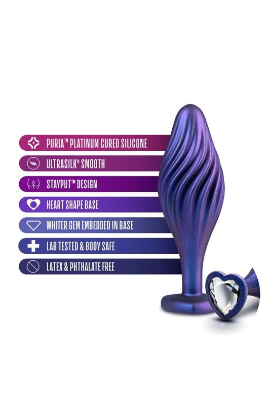 Текстурированная анальная пробка Blush Anal Adventures Matrix украшенная камнем, фиолетовая вид 8