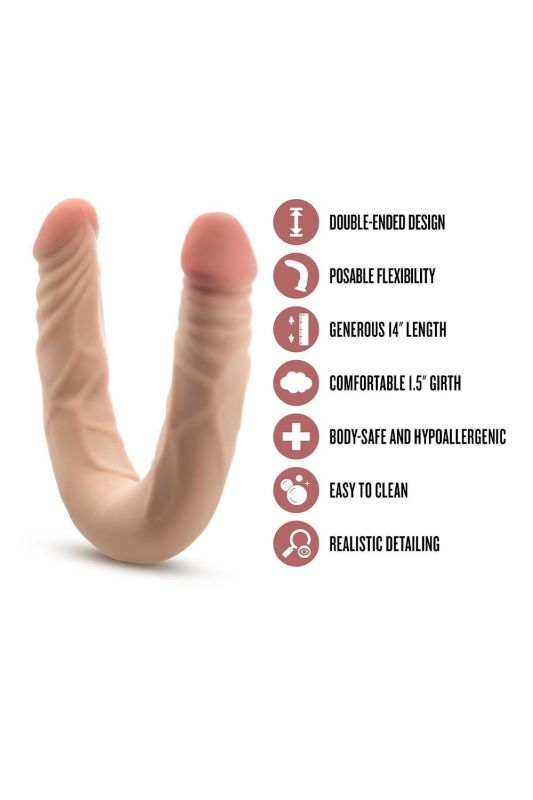 Двосторонній реалістичний фалоімітатор Blush Dr. Skin тілесний вид 6