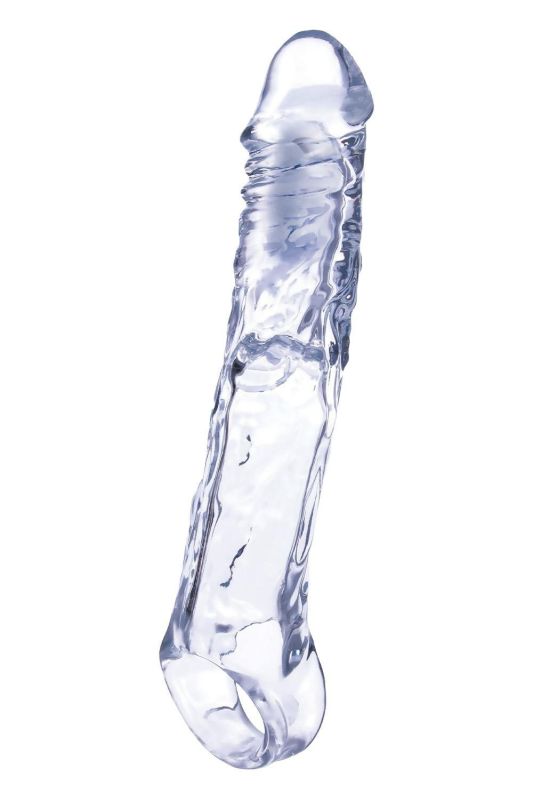 Насадка на пенис реалистичная NMC Ice Crystals Collection с вибропулей и пультом, прозрачная вид 3