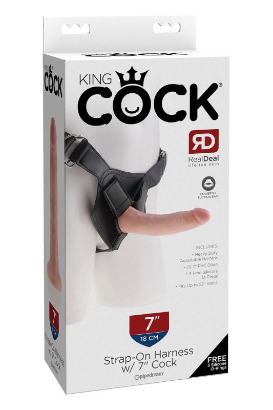 Страпон реалистичный Pipedream King Cock Strap-On с кольцевой крепью, на трусиках, бежевый вид 2