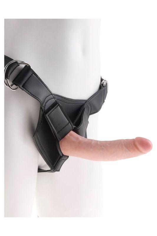 Страпон реалістичний Pipedream King Cock Strap-On з кільцевим кріпленням, на трусиках, бежевий вид 3