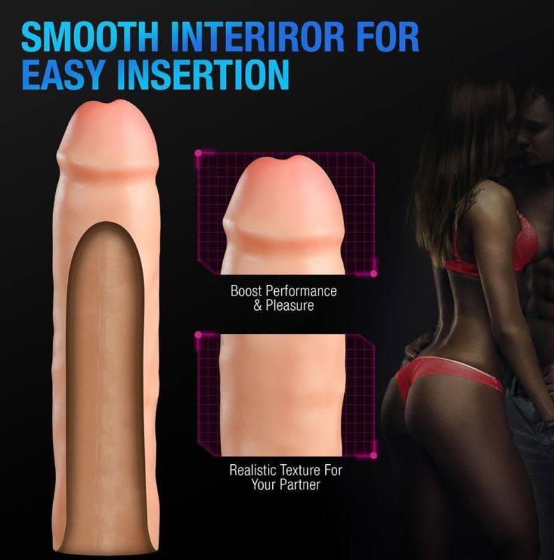 Реалістична подовжуюча насадка на пеніс Blush Performance Plus подвійний щільності, бежева вид 9