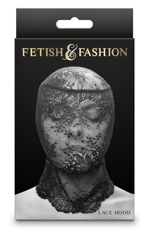 Капюшон-маска на все обличчя мереживний NS Novelties Fetish & Fashion Lace Hood чорний вид 2