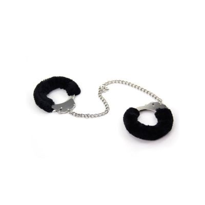 Оковы на ноги металлические Roomfun с черным мехом