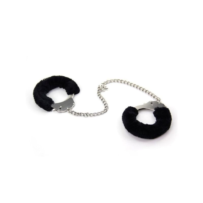 Оковы на ноги металлические Roomfun с черным мехом вид 2